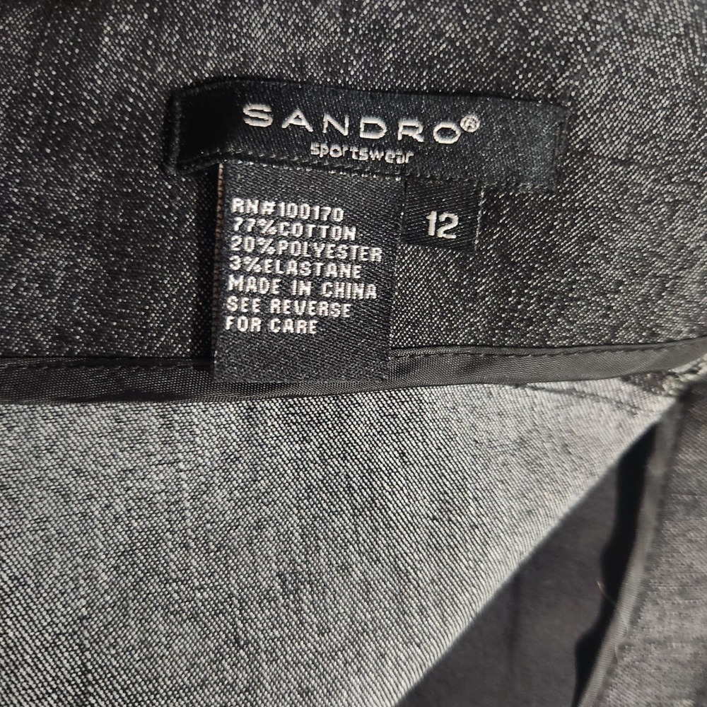 Vtg Sandro Sportswear Women's Denim Midi Skirt Sz 12 Dark Wash A-Line Buttons - Picture 9 of 10